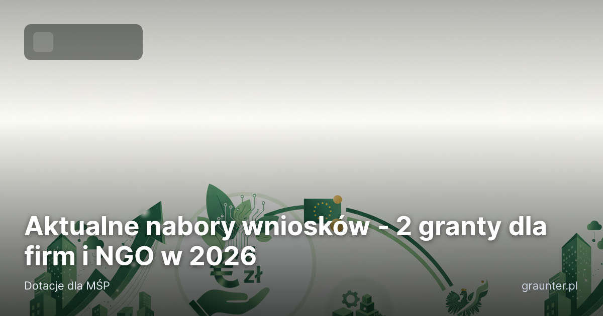 Logo GrantsFinder na okładce artykułu Aktualne nabory wniosków - 2 granty dla firm i NGO w 2026