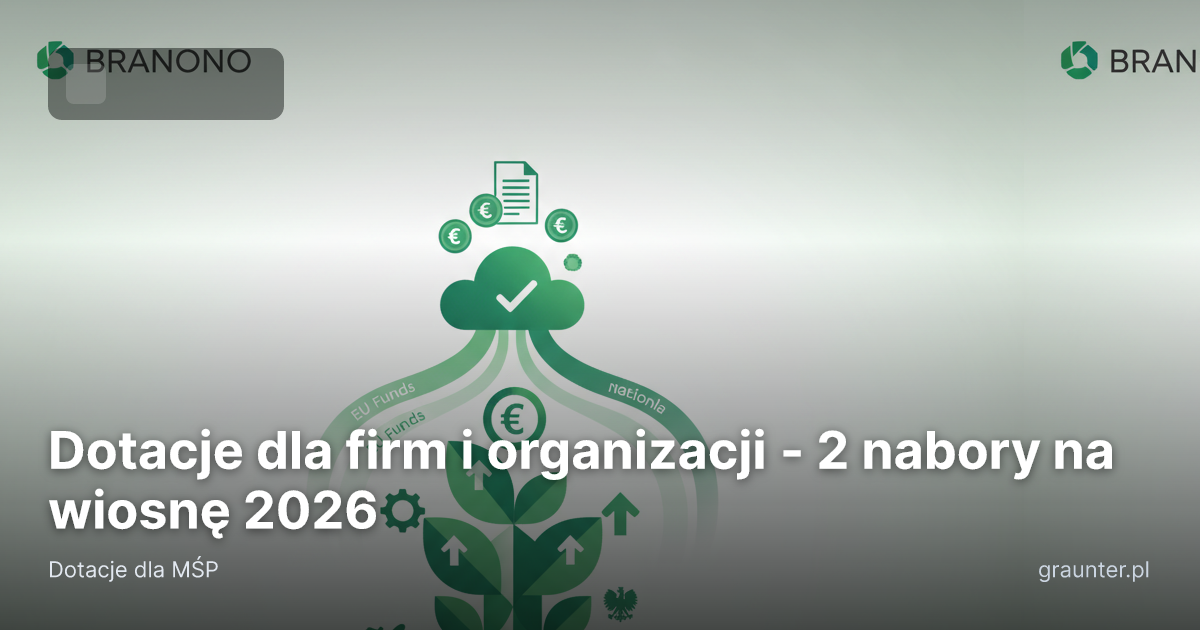 Logo GrantsFinder na okładce artykułu Dotacje dla firm i organizacji - 2 nabory na wiosnę 2026
