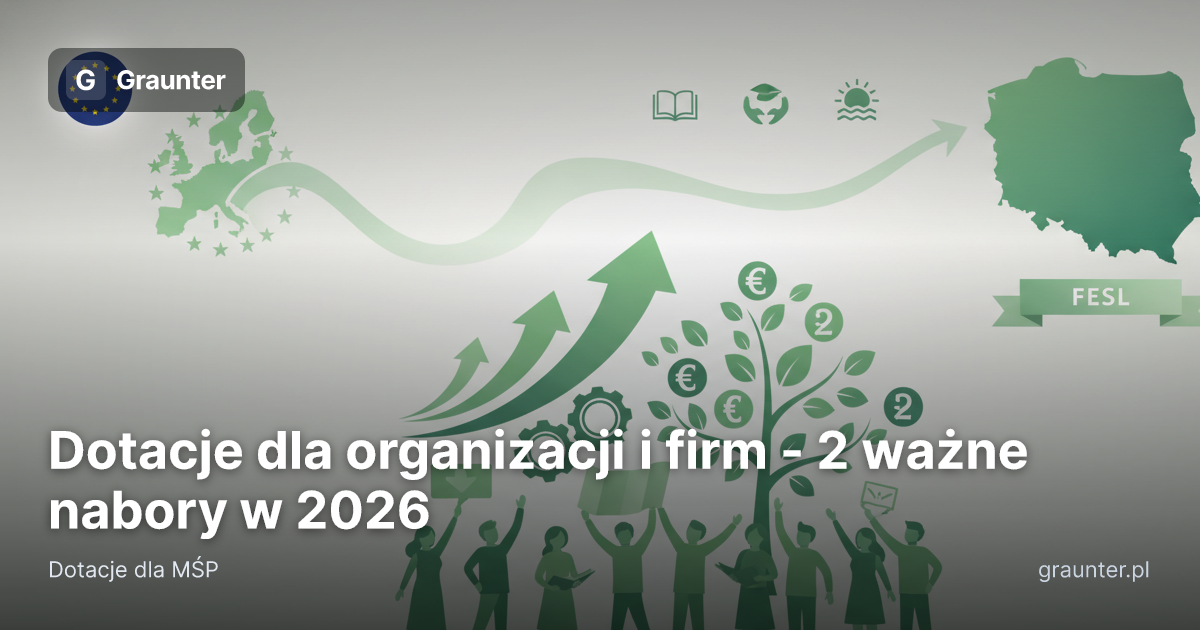 Logo GrantsFinder na okładce artykułu Dotacje dla organizacji i firm - 2 ważne nabory w 2026