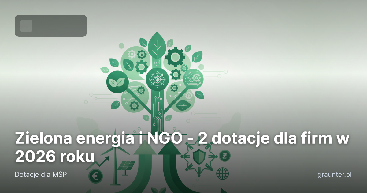 Logo GrantsFinder na okładce artykułu Zielona energia i NGO - 2 dotacje dla firm w 2026 roku